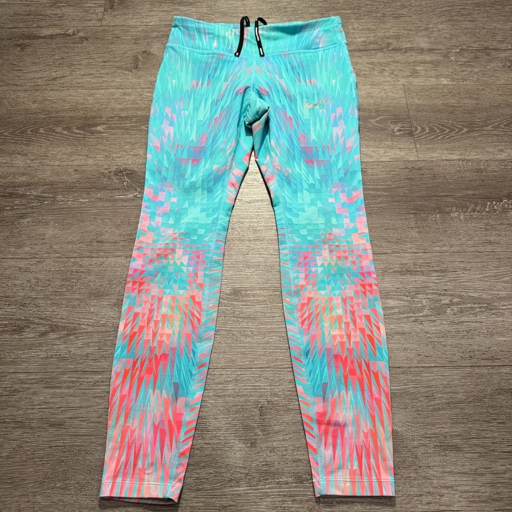 Nike Epic Lux Leggings Womens Medium Blue Pink Nylon Running Training 902181-483